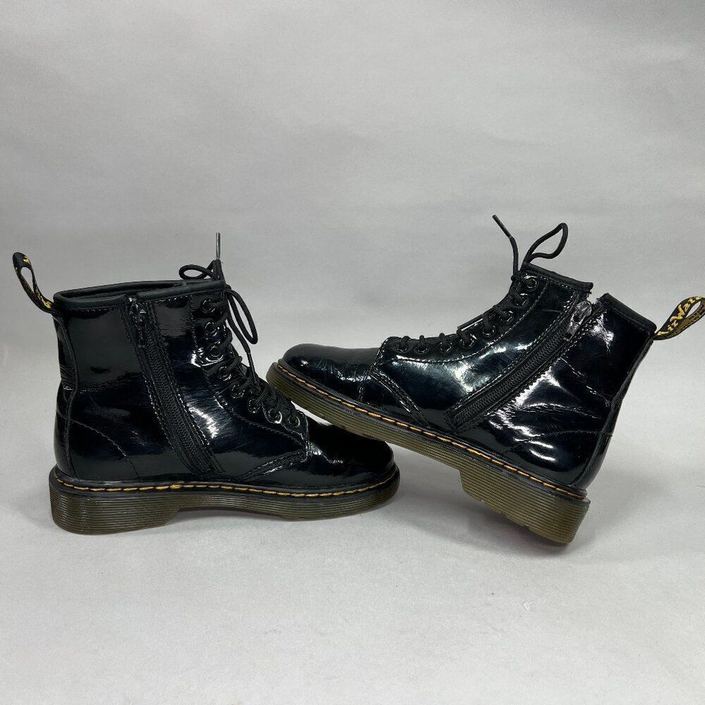 Dr. Martens Youth 1460 Black Patent Leather Lace Up Boots - Picture 8 of 11